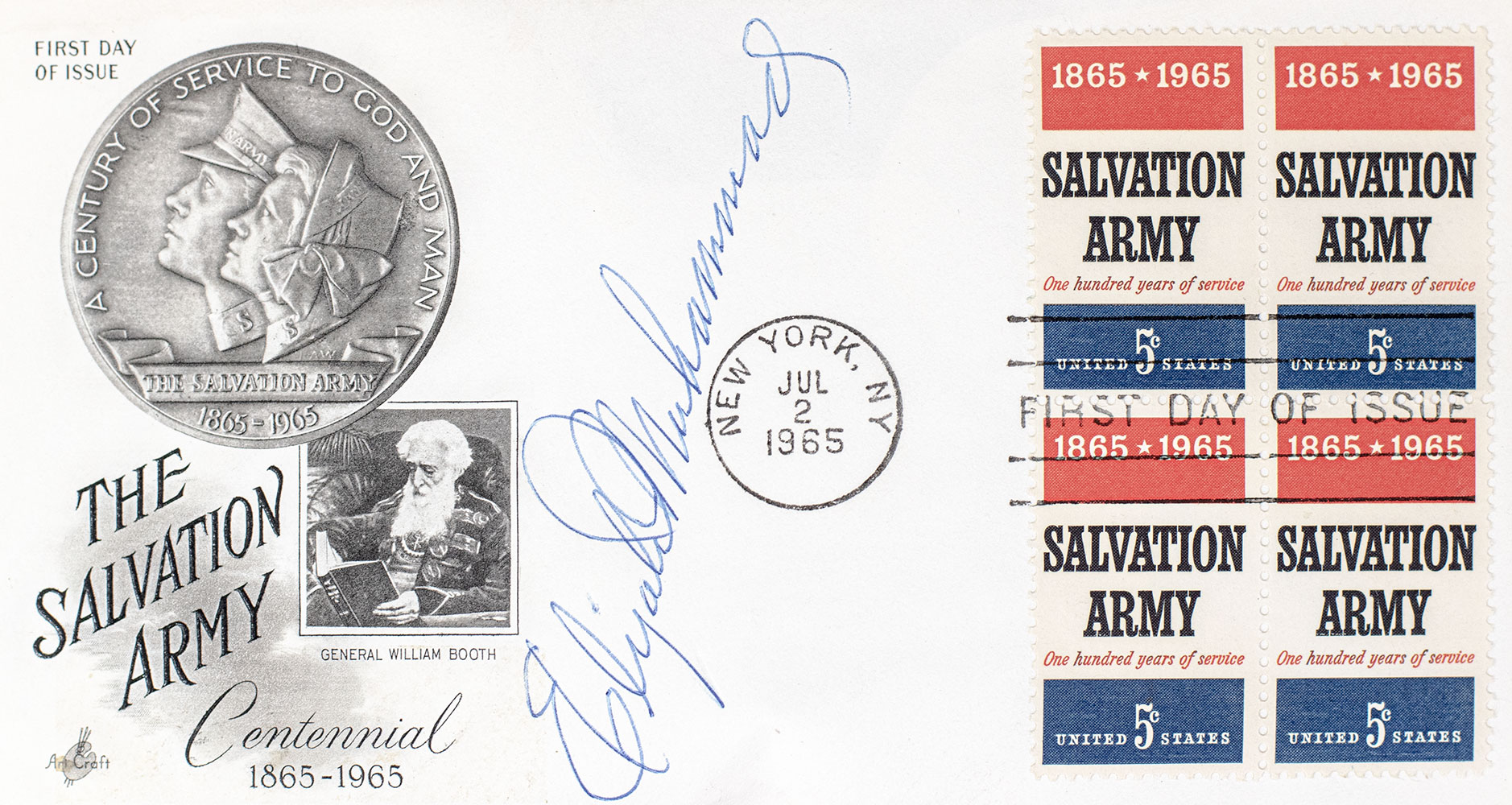 Elijah Muhammad Signed First Day Cover.