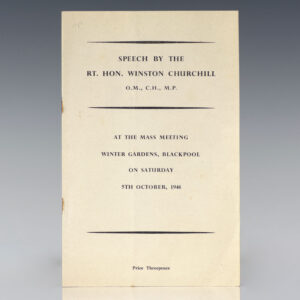 Speech by the Rt. Hon. Winston Churchill O.M., C.H., M.P. At the Mass Meeting Winter Gardens, Blackpool on Saturday 5th October, 1946.