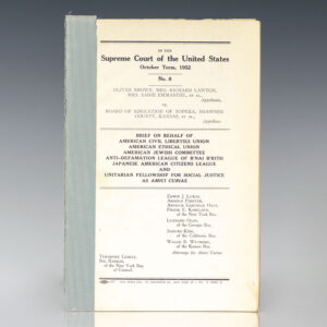 In the Supreme Court of the United States October Term, 1952. Oliver Brown, Mrs. Richard Lawton, Mrs. Sadie Emmanuel v. Board of Education of Topeka, Shawnee County, Kansas.