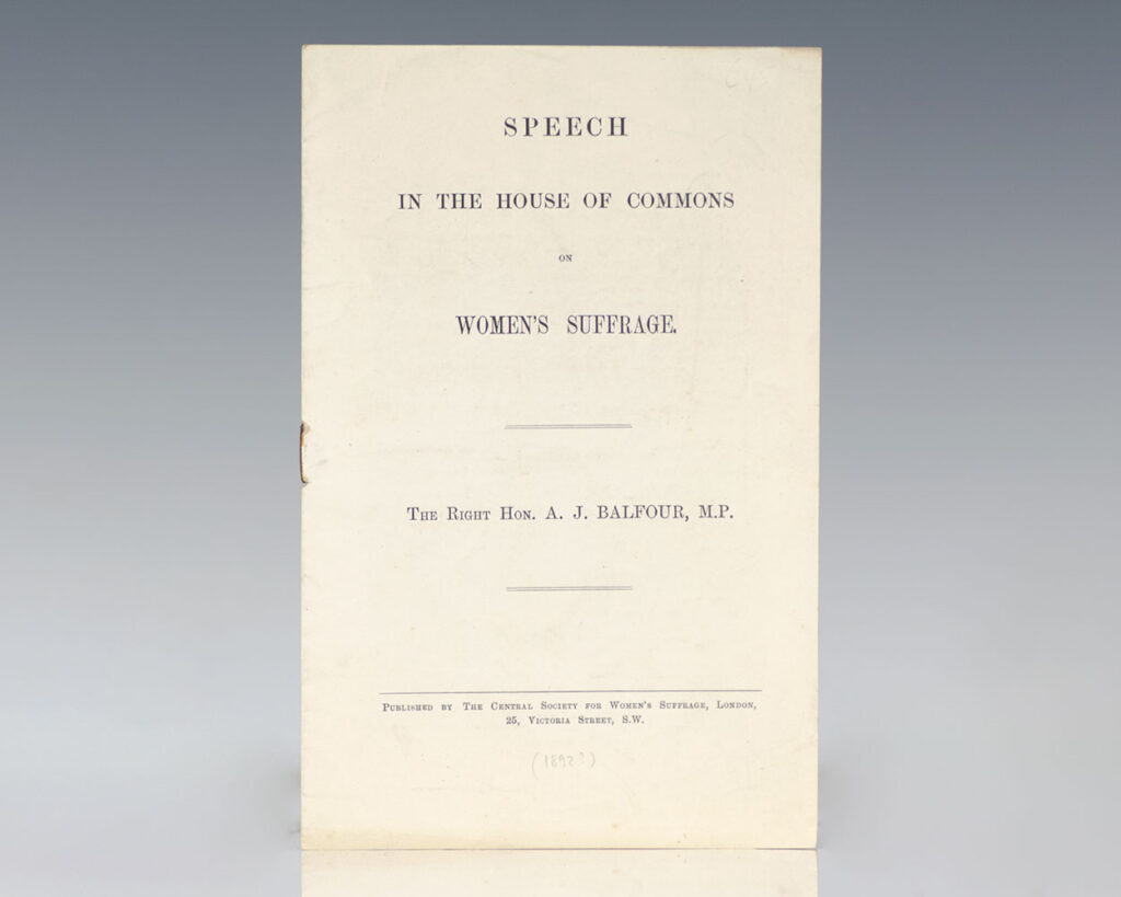 Speech In The House of Commons on Women’s Suffrage.