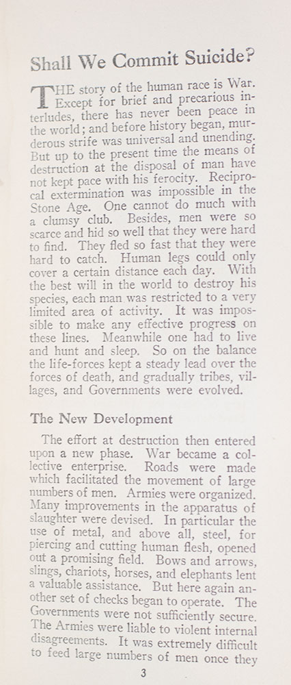 Shall We Commit Suicide?