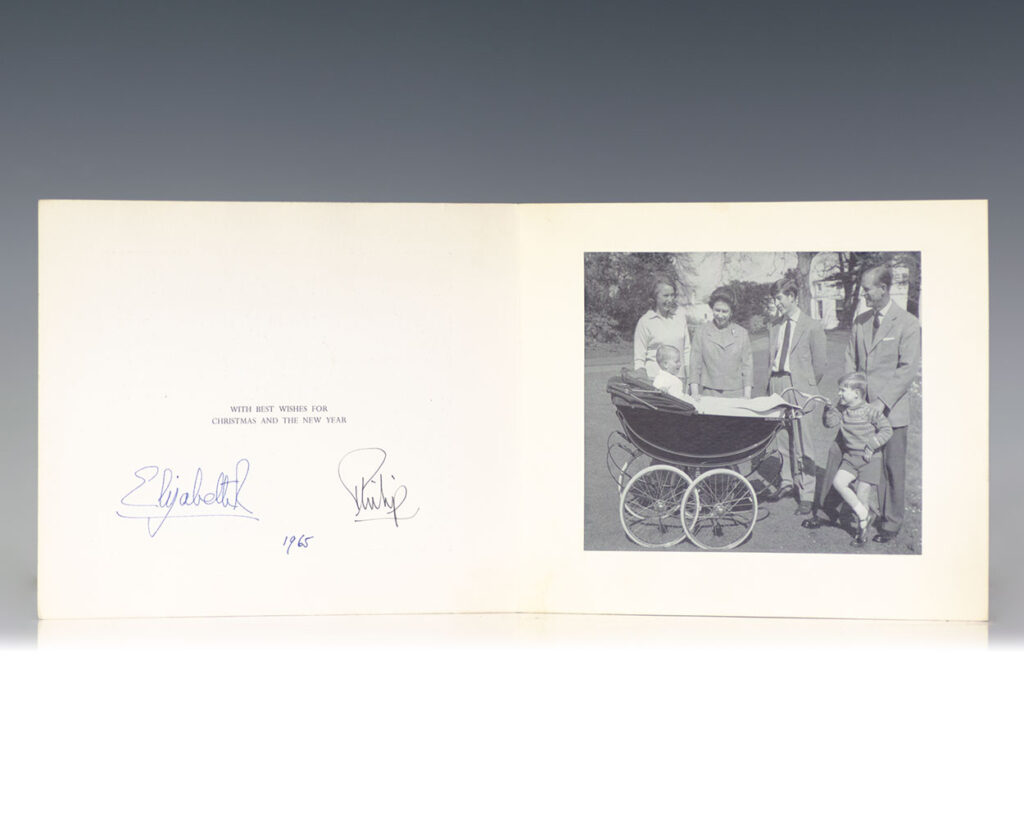 Queen Elizabeth II and Prince Philip Signed Royal Christmas Card.