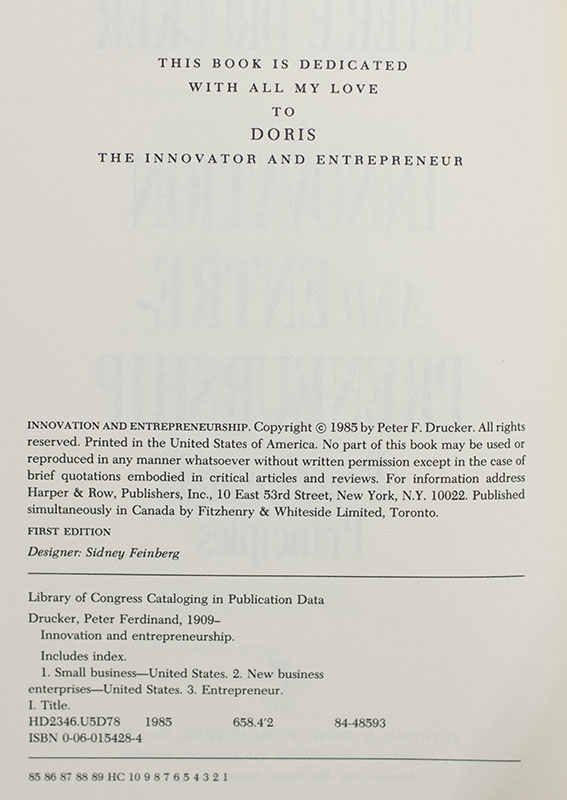 Innovation and Entrepreneurship: Practice and Principles.