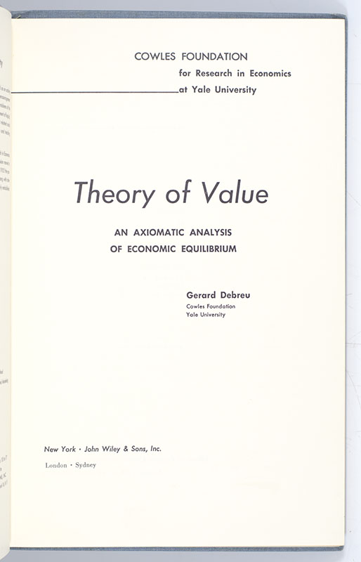 Theory of Value: An Axiomatic Analysis of Economic Equilibrium