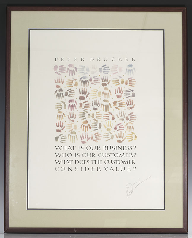 Peter Drucker Signed Framed Piece.