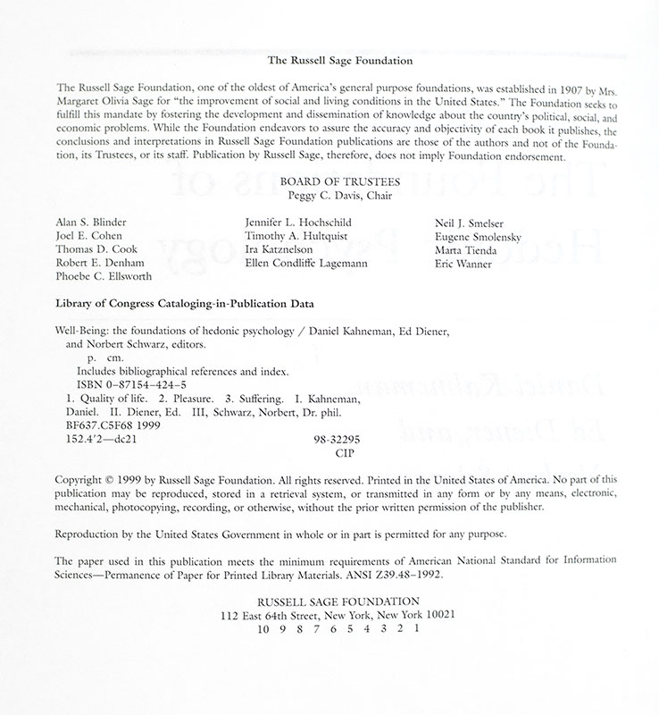 Well-Being: Foundations of Hedonic Psychology