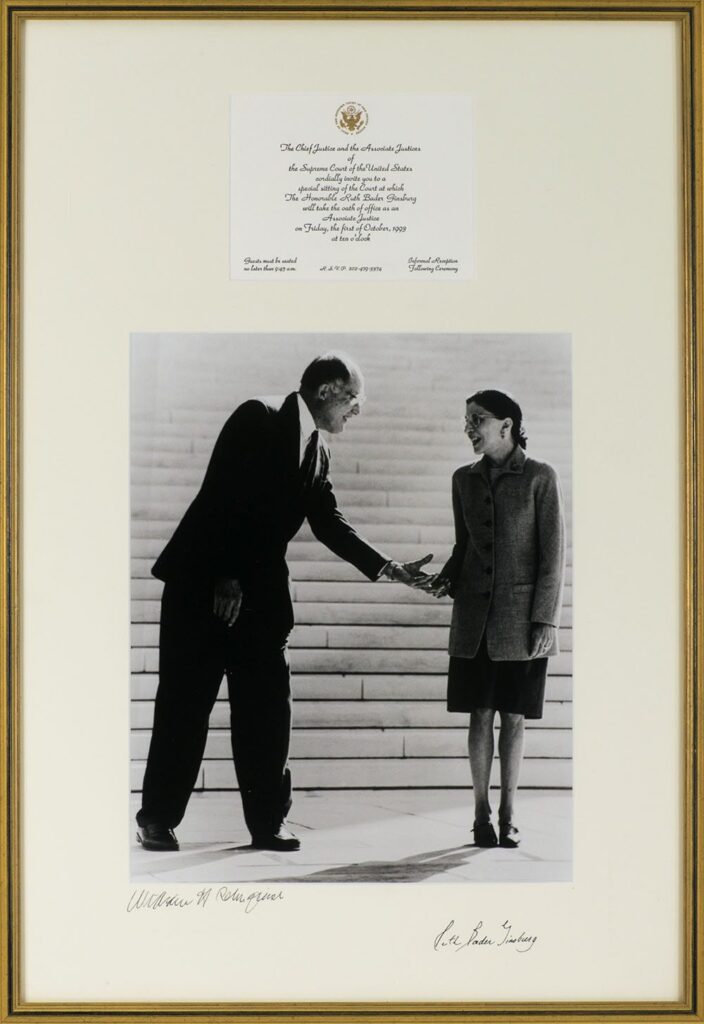 Chief Justice William H. Rehnquist and Justice Ruth Bader Ginsburg Signed Photograph.