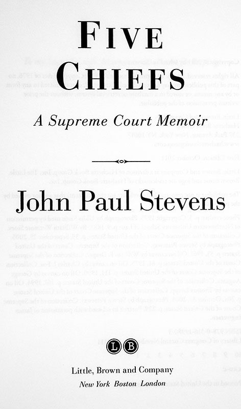 Five Chiefs: A Supreme Court Memoir