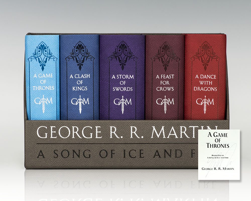 The Game of Thrones: A Song of Ice and Fire Saga:] A Game of Thrones; A Clash of Kings; A Storm of Swords; A Feast for Crows; A Dance with Dragons: Leather-Cloth Boxed Set