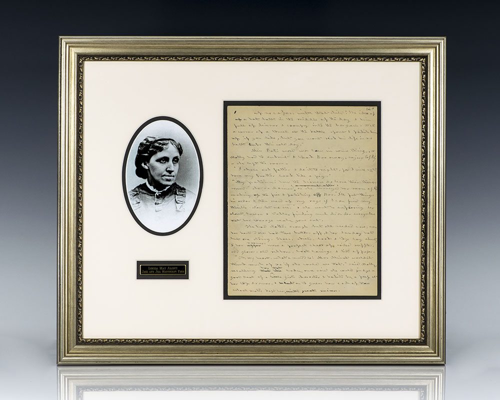 Louisa May Alcott Manuscript Leaf.