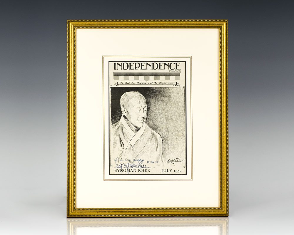 Syngman Rhee Signed Portrait.