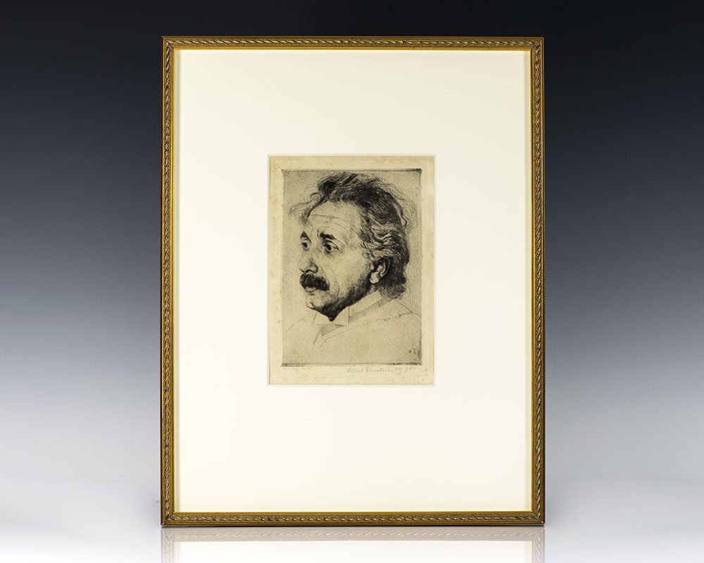 Albert Einstein Signed Etching.