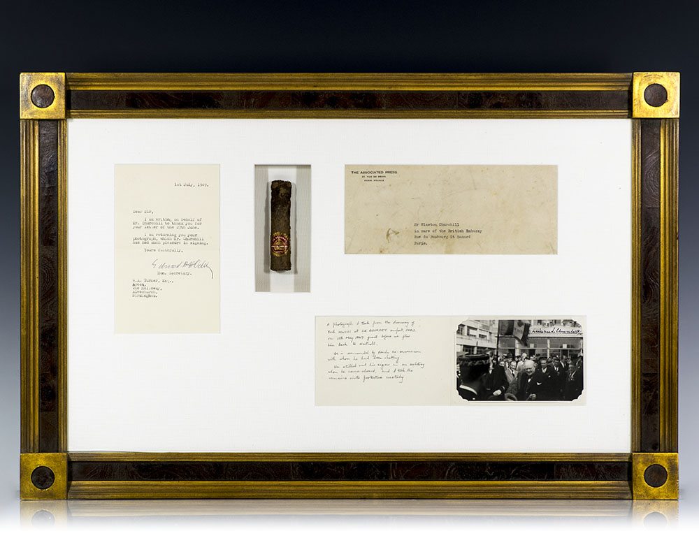 Winston Churchill Partially-Smoked Cuban Cigar with a Signed Original Photograph.