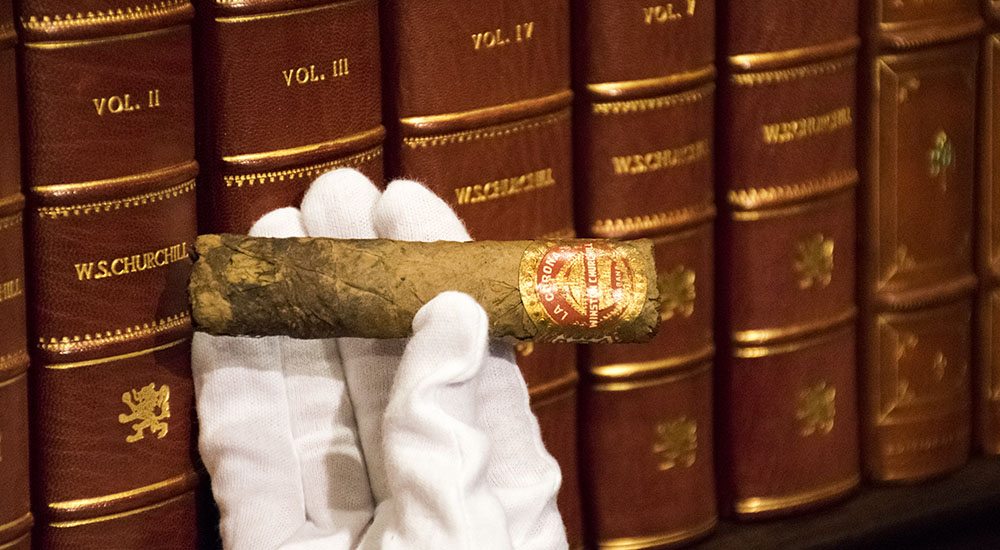 Winston Churchill Partially-Smoked Cuban Cigar.