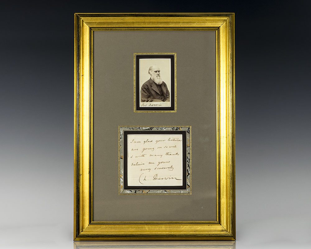 Charles Darwin Autographed Note Signed.
