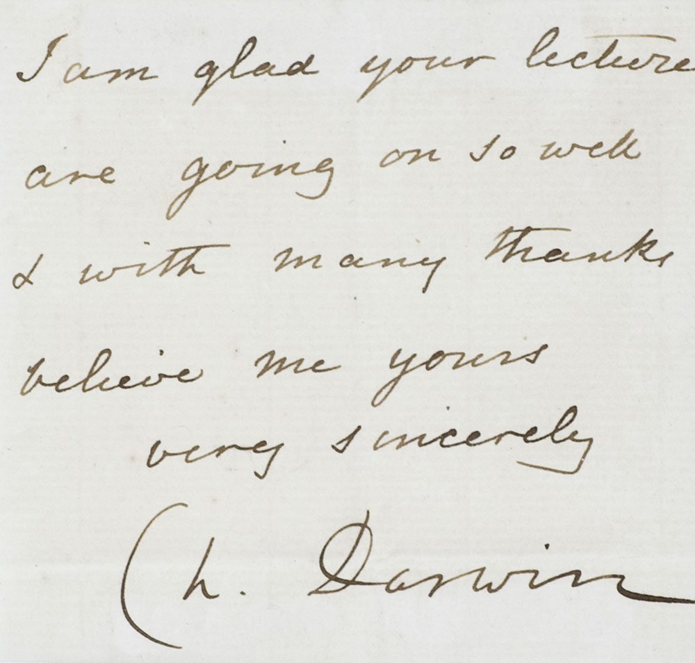 Charles Darwin Autographed Note Signed.