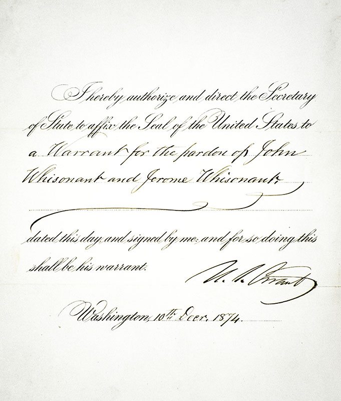 Collection of documents signed by President Grant and eight members of his administration.