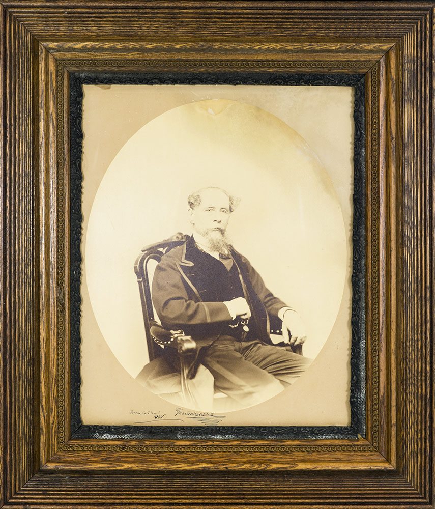 Large Signed Portrait Photograph Signed by Charles Dickens