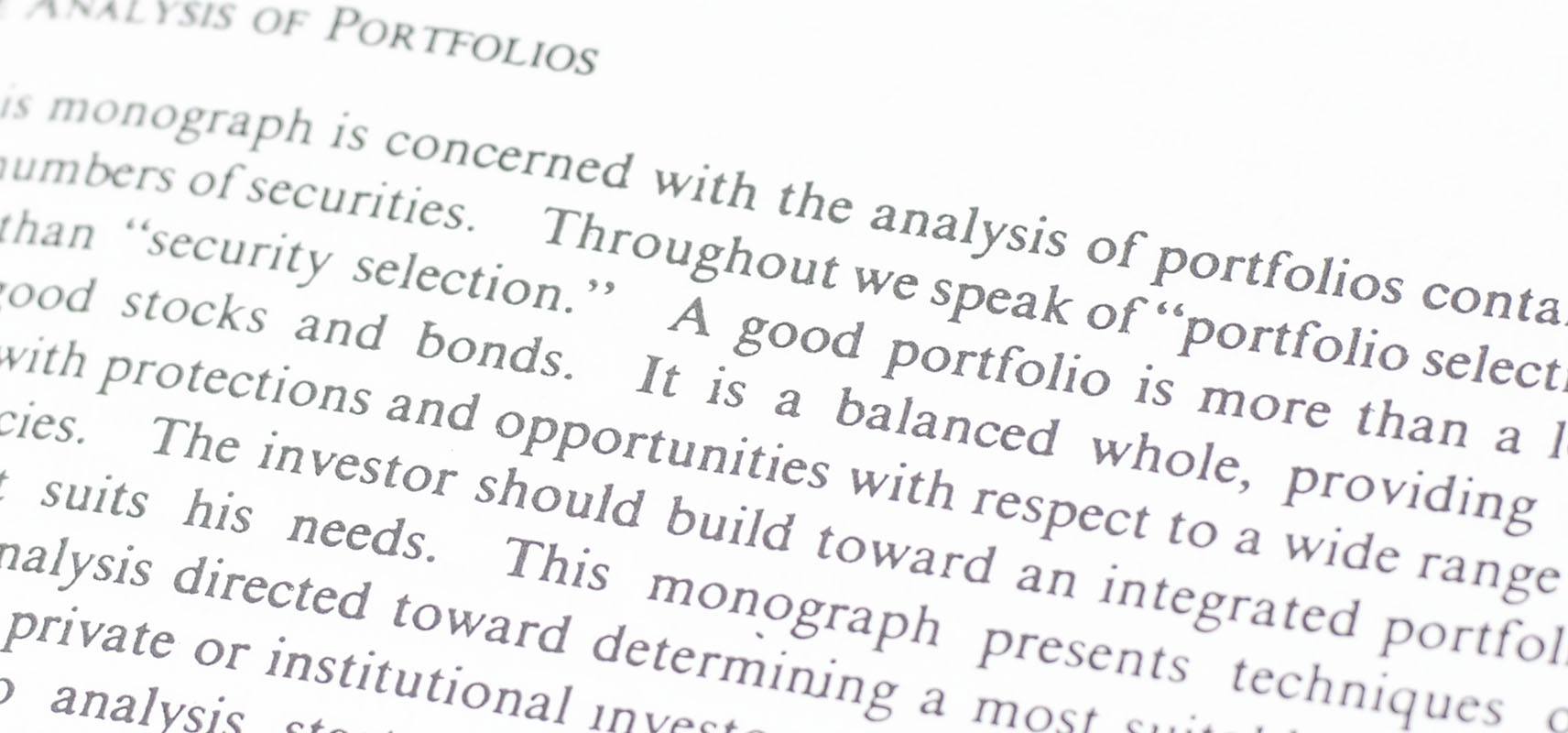 Portfolio Selection: Efficient Diversification of Investments