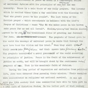 The Jews and International Relations: The Pursuit of Peace