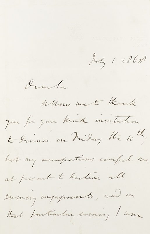 John Stuart Mill Autographed Letter Signed.