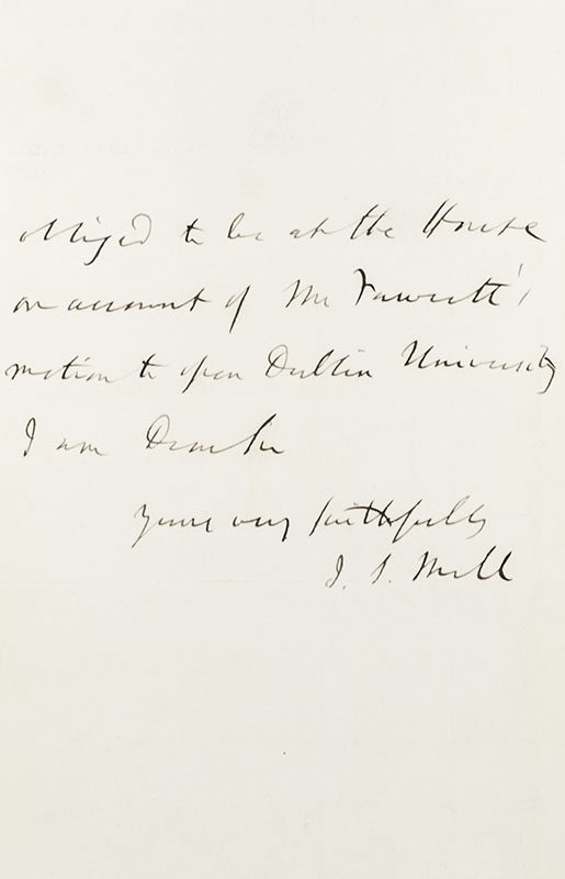 John Stuart Mill Autographed Letter Signed