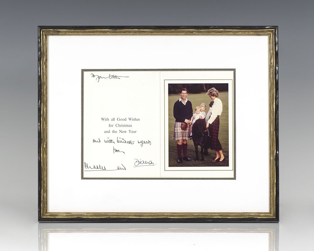 Princess Diana and Prince Charles Signed Christmas Card.
