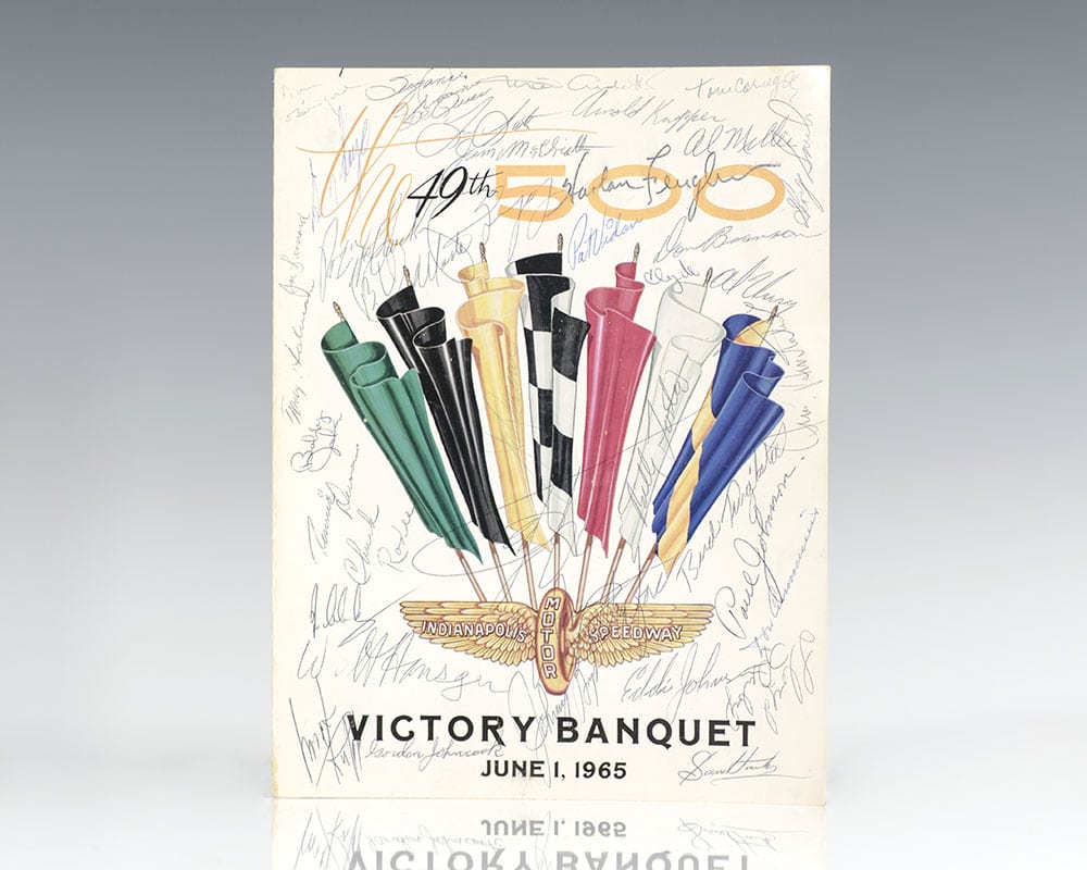 Indianapolis 500 Victory Dinner Menu Signed.