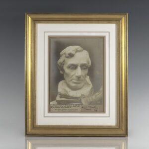 Gutzon Borglum Signed Photograph of a Bust of Abraham Lincoln.