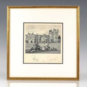 Queen Elizabeth and Prince Philip Signed Birth Announcement.