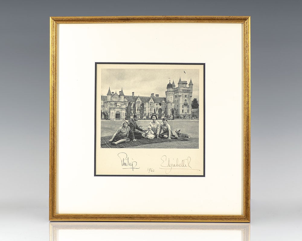 Queen Elizabeth and Prince Philip Signed Birth Announcement.