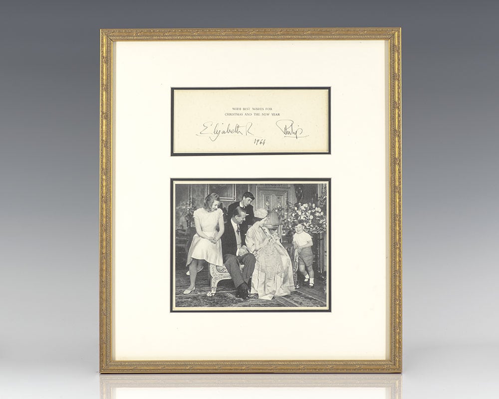 Queen Elizabeth and Prince Philip Signed Christmas Card.