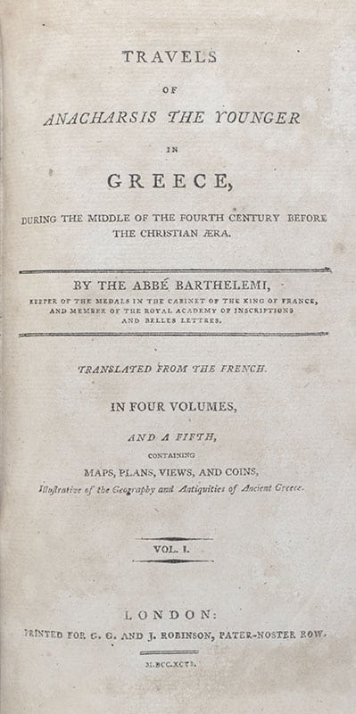 Travels of Anacharsis the Younger in Greece: During the Middle of the Fourth Century Before the Christian Era