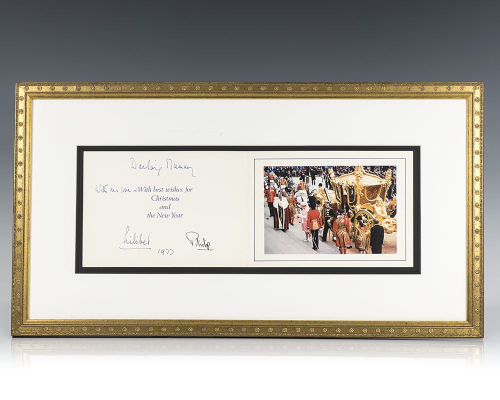 Queen Elizabeth and Prince Philip Signed Christmas Card.