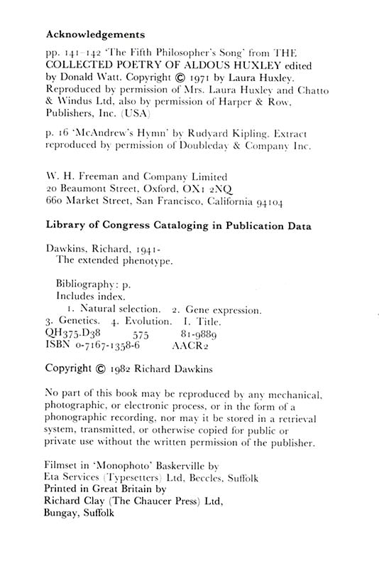 The Extended Phenotype: The Gene as the Unit of Selection