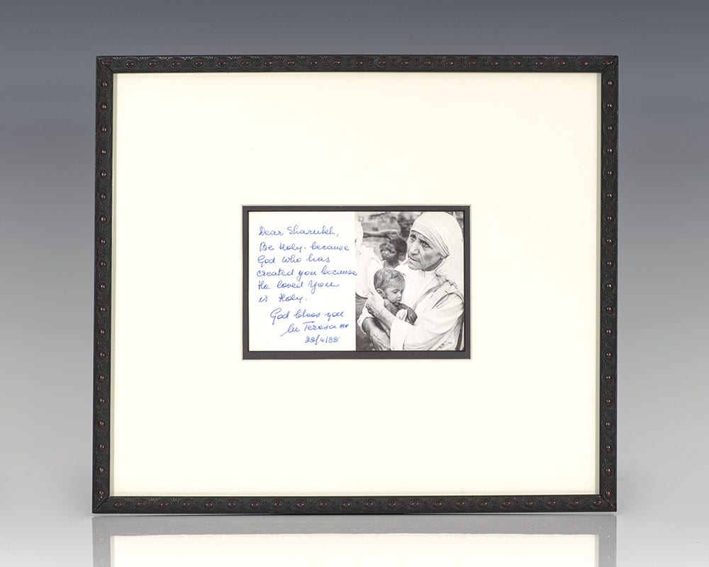 Mother Teresa Devotional Prayer Card Signed.