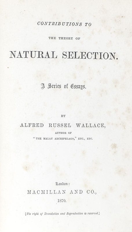 Contributions to the Theory of Natural Selection. A Series of Essays