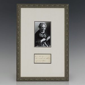 Harriet Beecher Stowe Autograph Note.