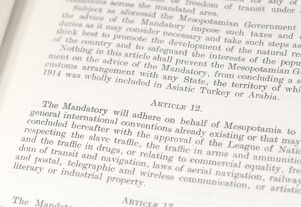 Final Drafts of the Mandates For Mesopotamia and Palestine: For the Approval of the Council of the League of Nations