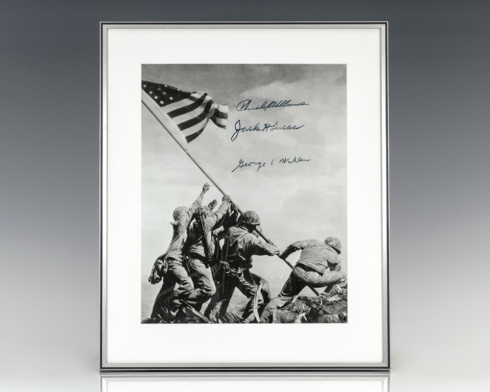 Original Joe Rosenthal Raising the Flag on Iwo Jima Photograph Signed.