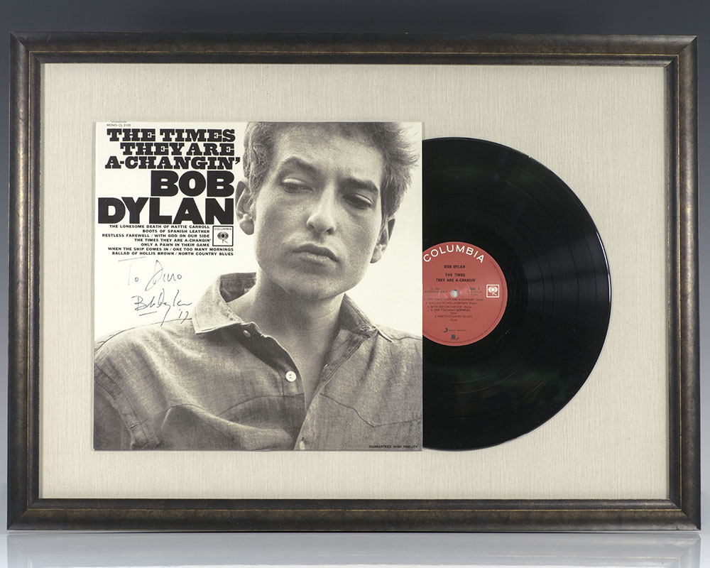 The Times They Are A-Changin’ Bob Dylan Signed Vinyl.