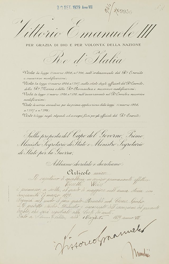 Benito Mussolini & King Emmanuel III  Document Signed.
