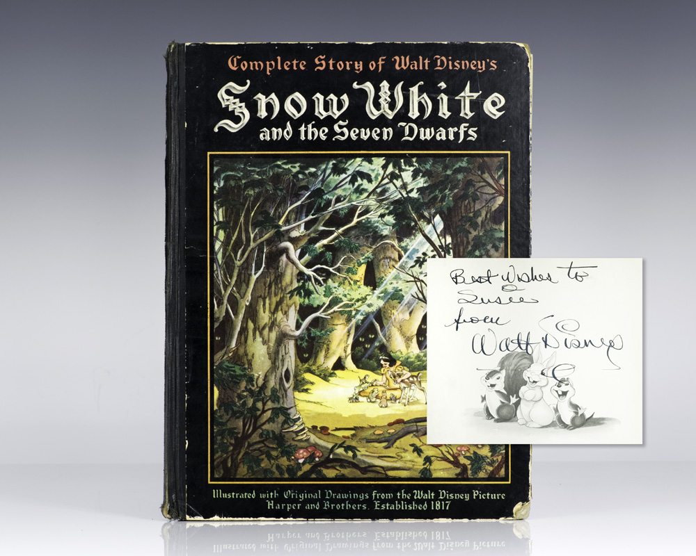 First edition of Walt Disney's Snow White and the Seven Dwarfs; inscribed by him