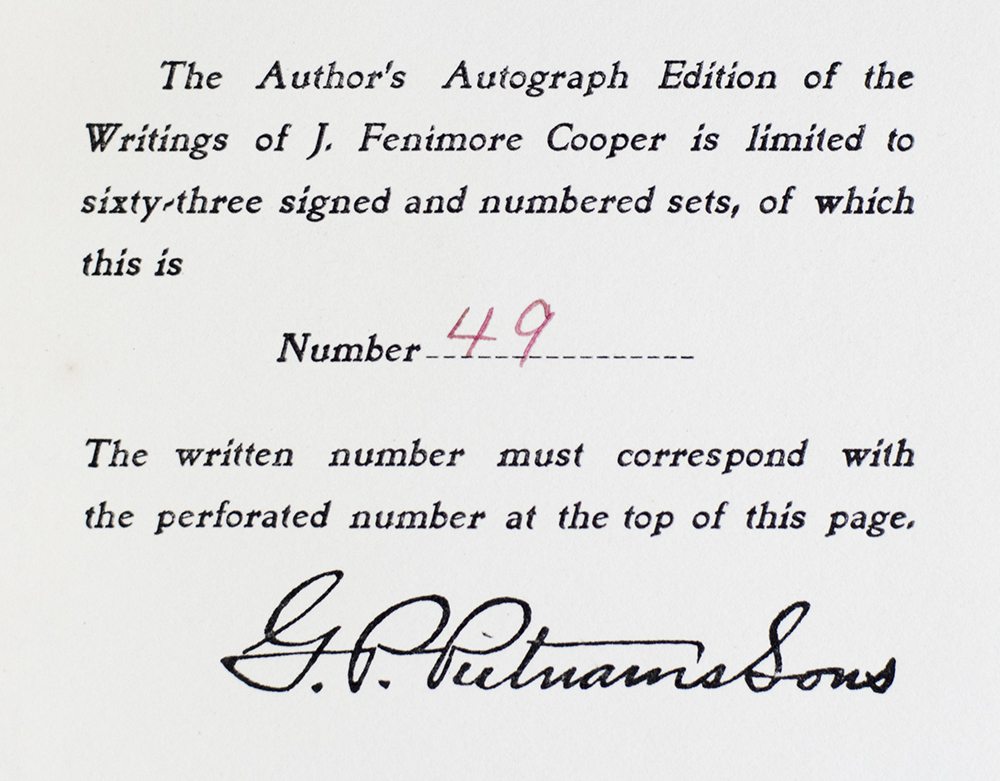 The Writings of James Fenimore Cooper: Autograph Edition with Manuscript Page. - Image 3