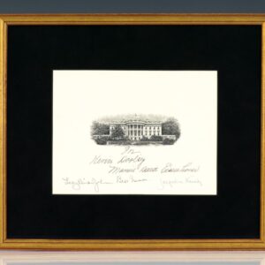 White House Engraving Signed by Bess Truman, Mamie Eisenhower, Jacqueline Kennedy, and Lady Bird Johnson.