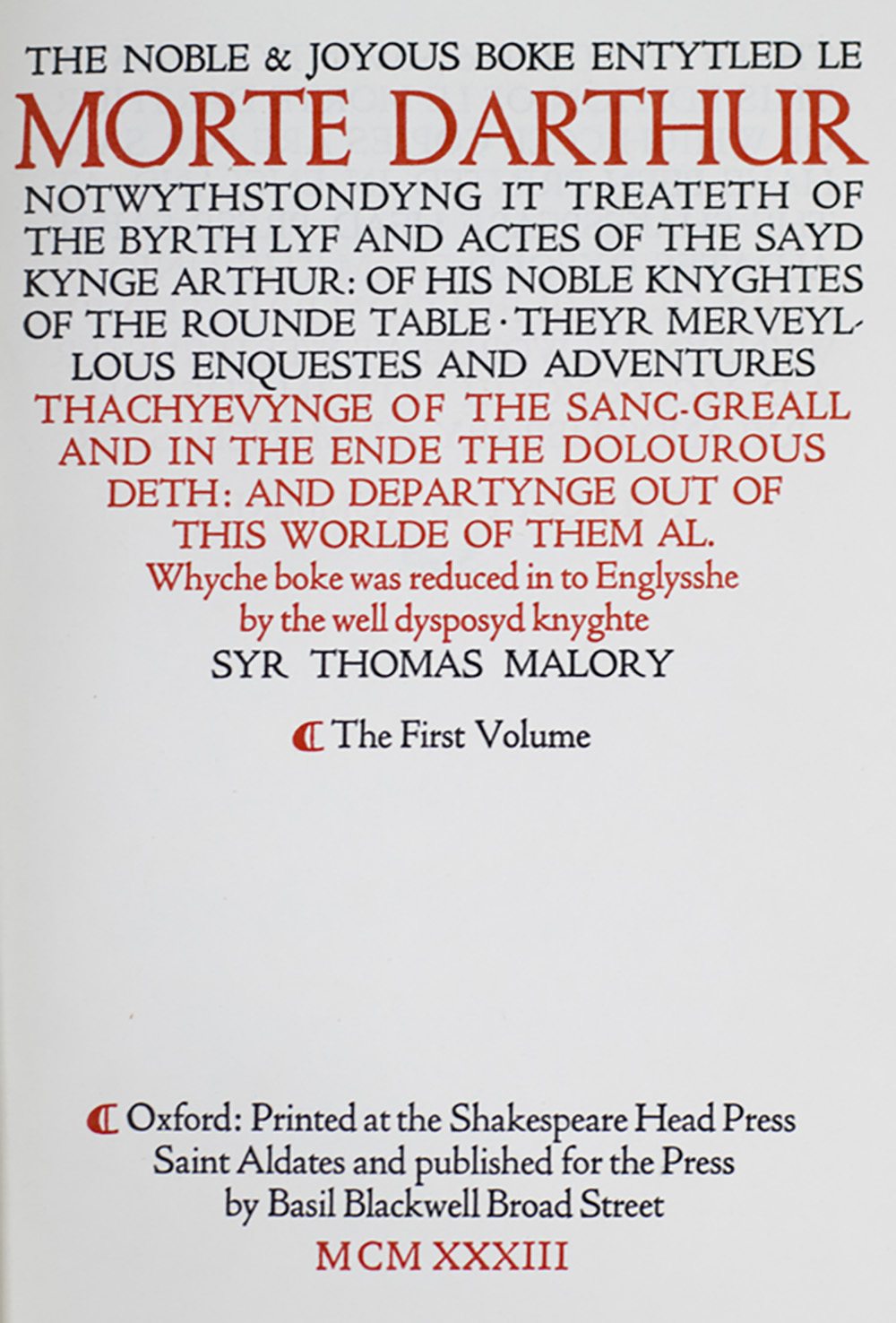 The Noble and Joyous Boke Entytled Le Morte D'Arthur. - Image 2