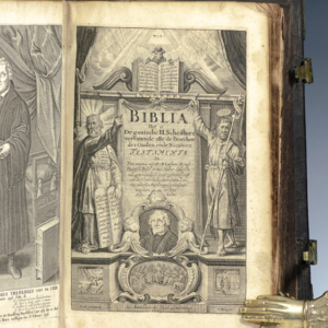 Biblia, Dat is, De gantsche H. Schriftuure vervattende alle de Boeken des Ouden ende Nieuwen Testaments; Nu Van nieuws uyt D.M. Luthers Hoogduitse Bybel in onze Nederlandsche Taale getrouwelyk overgezet, Tot dienst van de Christelyke Gemeynten, d'Onveranderde Augsburgsche Confessie toegedaan in deeze Nederlanden. [Biblia Neerlandica].