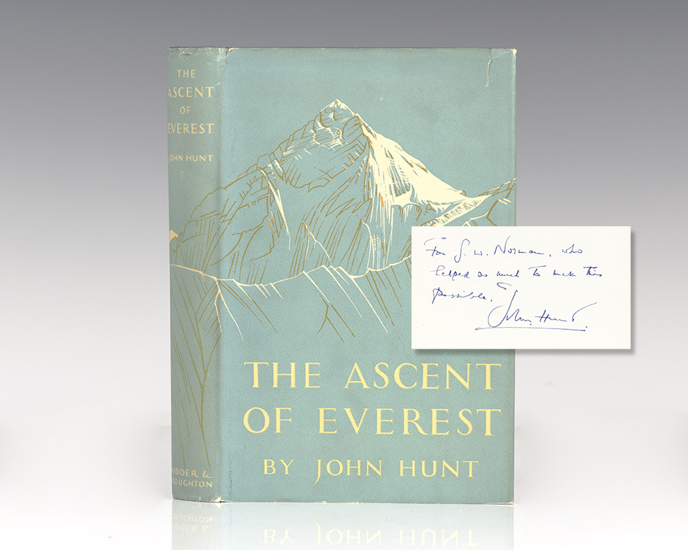 First edition of The Ascent of Everest; inscribed by Sir John Hunt