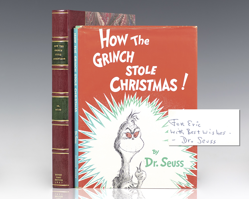 First edition, inscribed, first printing of How the Grinch Stole Christmas! by Dr. Seuss. 