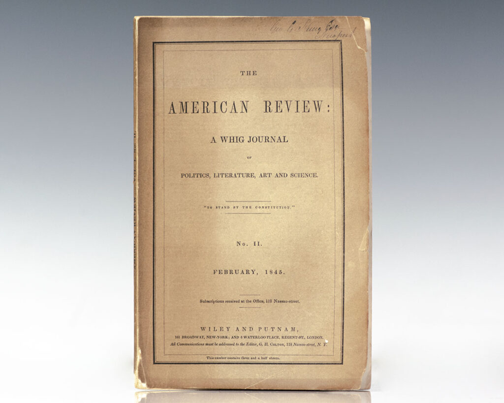 The Raven. [In The American Review: A Whig Journal of Politics, Literature, Art and Science. No. II February, 1845.